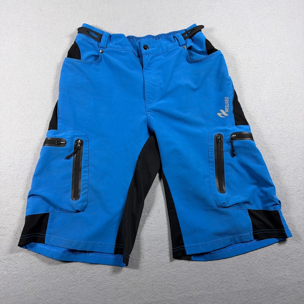 Arsuxeo Mountain Biking Shorts Men XL Relaxed Fit Blue Black Pockets Gorpcore 80